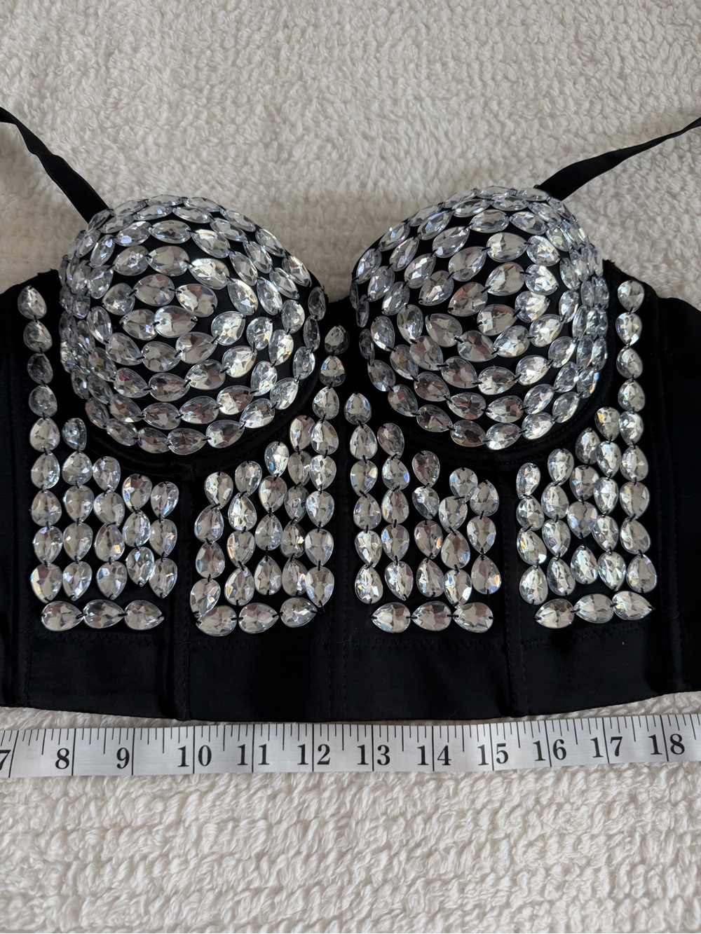 Embellished Crystal Bustier Bra - Black